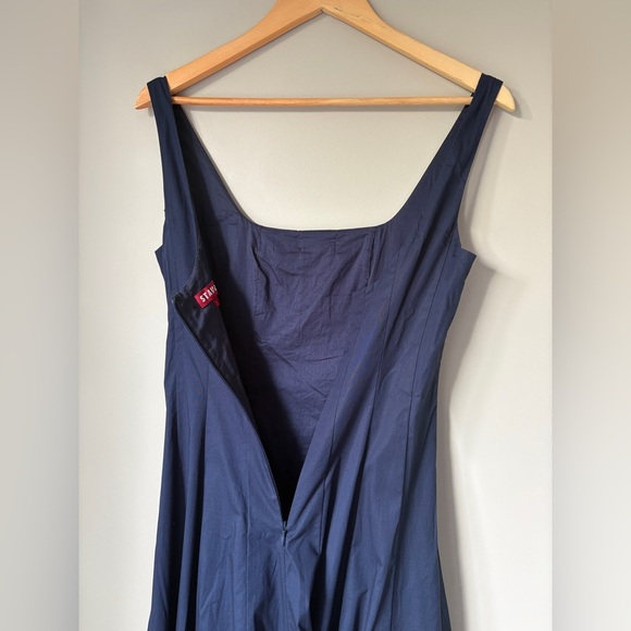 NEW STAUD Wells Stretch Cotton Sleeveless Midi Dress Navy | US 2 UK 6 - Picture 10 of 14